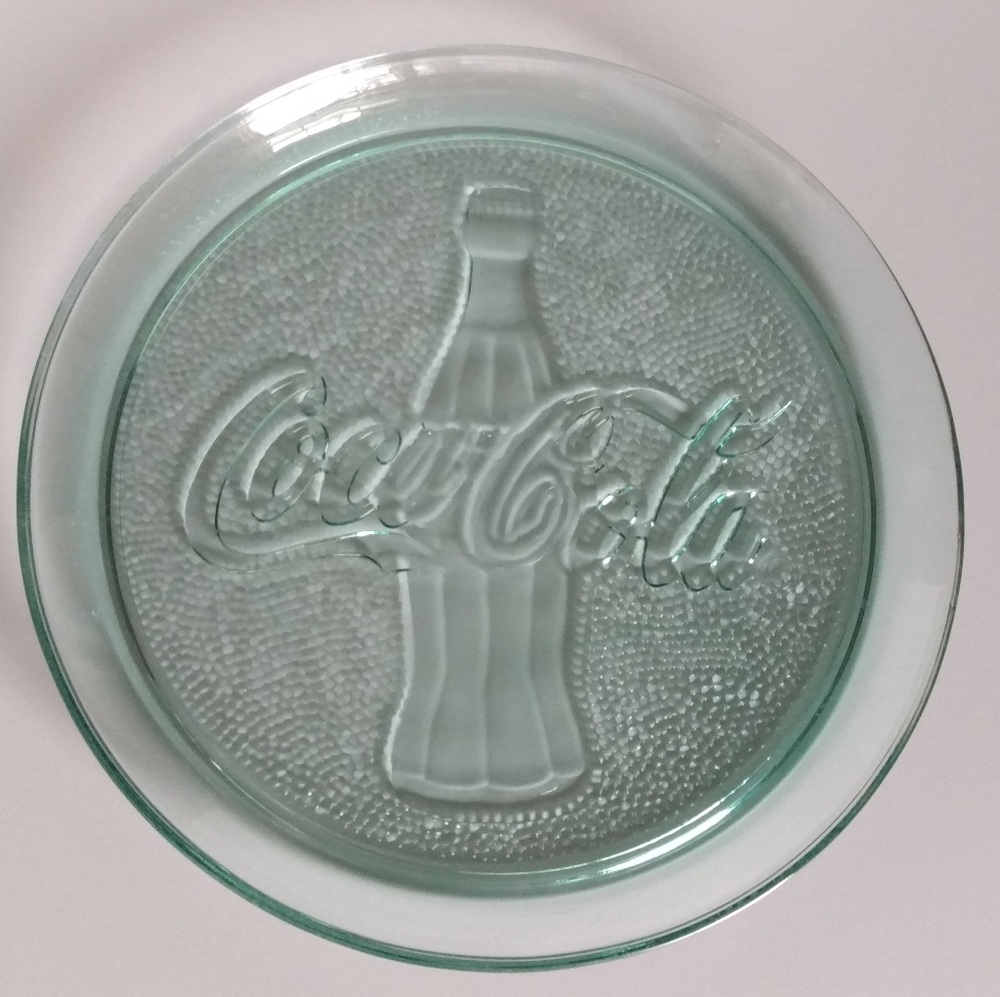 Round 13 Inch Green Glass Cola Tray
